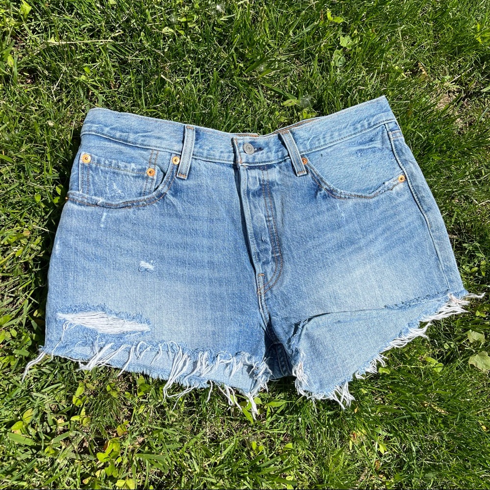 Levi Distressed Buttonfly Cutoffs - image 2